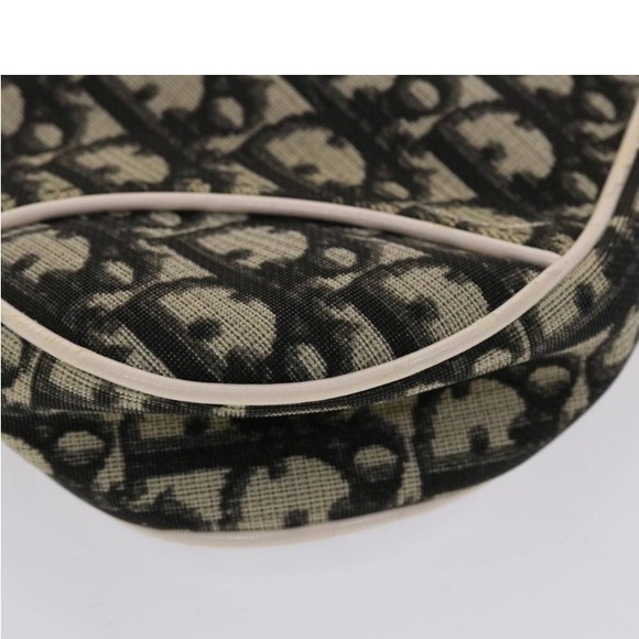 CHRISTIAN DIOR TROTTER Canvas Saddle Pouch Black/ White PREOWNED - Picture 14 of 16